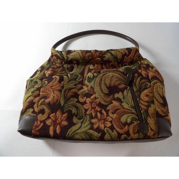 Paradox Tapestry Purse Shoulder Bag Brown Floral Sequins Woven Double Handle - Picture 14 of 16